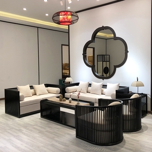 新中式沙发 现代简约全实木布艺组合 客厅样板房名宿禅意家具现货