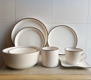 简约美式欧式陶瓷蓝边釉咖啡杯套装家居家用盘碗西餐桌面摆设餐具