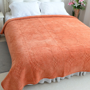 外贸绣花韩国加厚保暖绗缝床单绒毯棉衍缝被毛绒床盖毛毯夏被两用