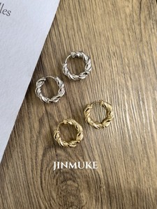 JINMUKE韩国饰品小众耳饰圆圈麻花气质ins风百搭小耳钉耳扣新品
