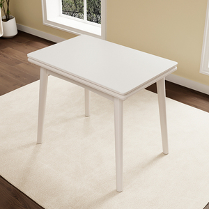 岩板餐桌现代简约小户型餐桌北欧家用折叠伸缩餐桌椅组合实木桌子