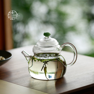 河素山房 高档葫芦小泡壶200ml高硼硅家用耐热带过滤绿茶玻璃茶壶