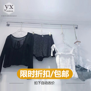 女装店简约实心不锈钢拉丝上墙正挂杆子服装店展示架上墙挂杆货架