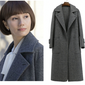 明星唐晶同款2023冬季新款韩版高端双面羊绒大衣女中长款呢子外套