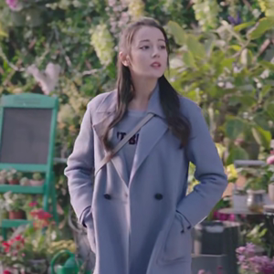 明星热巴同款2023冬季新款韩版高端蓝色双面羊绒大衣女中长款外套