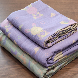 儿童床可爱纯棉A类色织提花双层纱床单三件套四季可用100全棉床罩