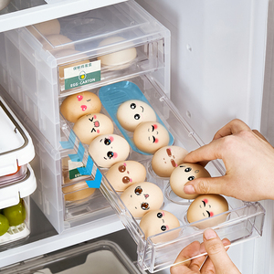 日本双层滚动鸡蛋收纳盒冰箱保鲜鸡蛋架托抽屉式厨房装放盒子家用