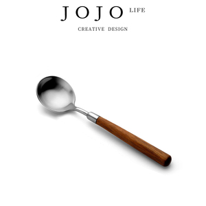 JOJO'S L. PD·Hanyu·餐具家用不锈钢木柄勺子尖头餐叉 | 羽生