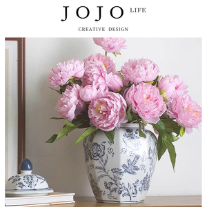 JOJO'S L. PD.Cracke.花瓶陶瓷青花瓷中式复古插花摆件 | 冰裂
