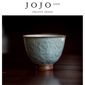 JOJO'S L. PD·紫泉涧·家用浮雕缠枝莲品茶杯陶瓷品茗杯丨安澈