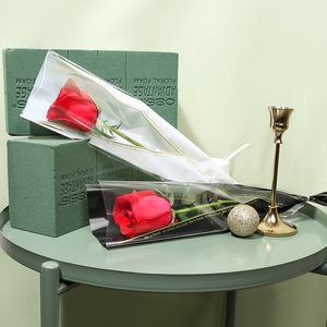 七夕情人节鲜花花泥包装袋塑料纸透明防水opp单支玫瑰花包装材料
