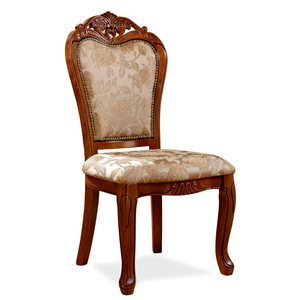 欧式实木餐椅 美式椅子 实木布艺扶手椅 休闲椅 咖啡椅子 单椅