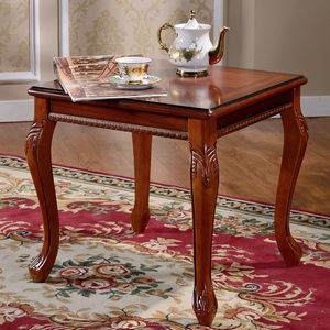 欧式实木方几60cm正方形茶几仿古色沙发边几电话桌咖啡桌深色