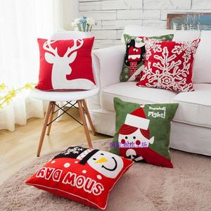 满绣花cotton square decorative holiday christmas pillow case
