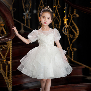 女童礼服公主裙儿童高端花童婚纱轻奢小众小女孩主持人钢琴演出服