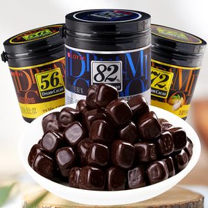 韩国进口乐天梦黑巧克力豆72%56%82%罐装86g纯可可脂休闲零食糖果