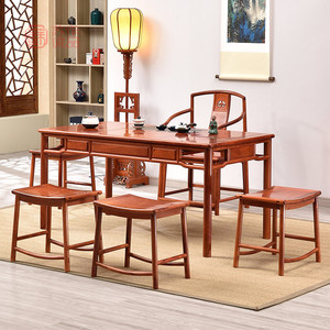 苏作诚品明式红木缅花茶桌椅缅甸花梨木大果紫檀家用长方形泡茶桌