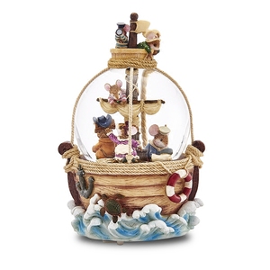 jarll水晶球音乐盒老鼠航海探险八音盒男女孩生日六一儿童节礼物