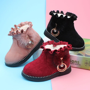 女宝宝雪地靴儿童学步短靴子婴幼儿棉靴软底冬季1-2岁公主鞋棉鞋