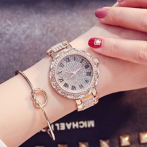 玛莎莉轻奢捷克水钻 超酷钢带满钻罗马数字紫色腕表 时尚女士手表