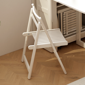 奶油风实木折叠餐椅家用小户型省空间日式可收折的木椅子靠背椅