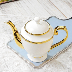 欧式宫廷风轻奢工艺镀金陶瓷咖啡壶 下午茶茶具英式红茶壶 瑕疵