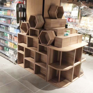 超市陈列道具木盒中岛组合堆头地堆展示架木条箱创意端架木框定制