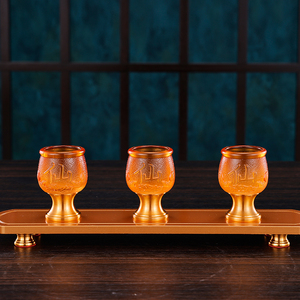 供杯茶水杯琉璃酒杯供佛供水杯观音财神仙家家用摆件佛具用品贡杯