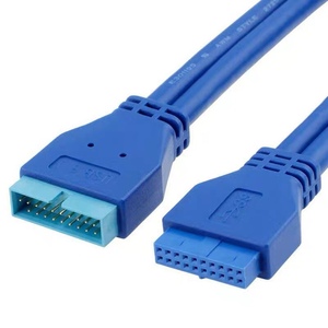 USB 3.0 20Pin公对母高速延长线 针对孔电脑主板连接机箱线0.5米