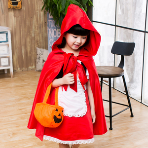 万圣节儿童服装女童卡通cosplay小红帽表演女孩童话公主裙演出服