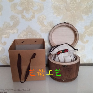 直销茶叶木桶小青柑木制茶叶包装礼品盒复古便携收纳盒实木茶叶罐