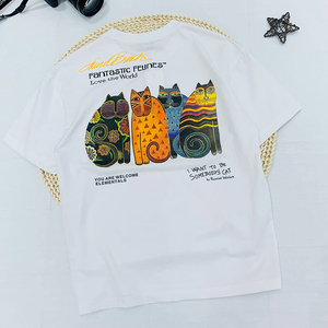 大猫印花刺绣T恤男2022夏季新款日系浮世绘圆领短袖休闲高端半袖