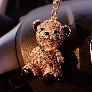日本ZD水晶汽车钥匙扣挂件女精致可爱创意少女小熊包包背包挂饰