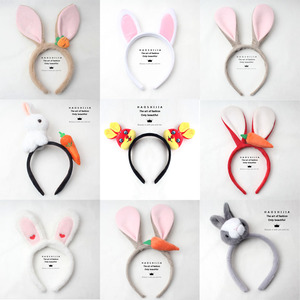 兔耳朵发箍可爱卡通兔子头饰新年活动年会超萌动物耳朵造型发卡