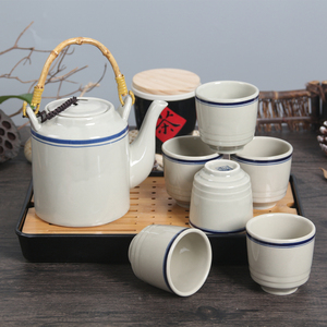 日式提梁壶茶具套装陶瓷家用泡茶壶茶杯带托盘滤网复古凉水壶商用