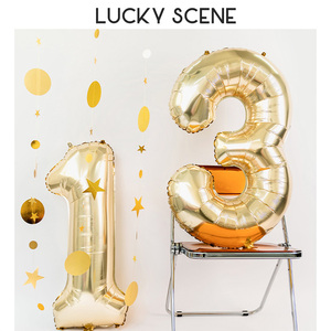【吉祥道具】大号白金色大数字儿童生日装饰铝膜气球高级感拍照