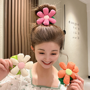 韩国布艺大花朵大肠圈儿童发圈女可爱发饰甜美扎头发皮筋粉色头绳