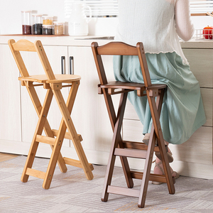 简易酒吧椅可折叠靠背椅家用吧凳餐厅吧台凳客厅实木厨房高脚凳椅