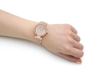 原装Michael Kors迷你派克MK6110女士石英手表不锈钢33mm玫瑰水晶