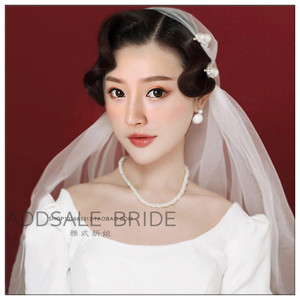 复古范新娘头纱韩式珍珠包头帽纱结婚旅拍道具头纱摄影化妆造型纱 阿里巴巴找货神器