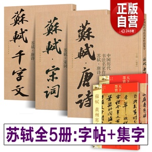 【全5册】苏轼书法全集 唐诗宋词集字+苏轼千字文+苏轼墨迹选二+洞庭春色赋中山松醪赋 赤壁赋小楷尺牍苏东坡行书草书毛笔书法字帖