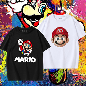 任天堂Mario马里奥兄弟周边短袖t恤欧美儿童半袖游戏周边纯棉衣服