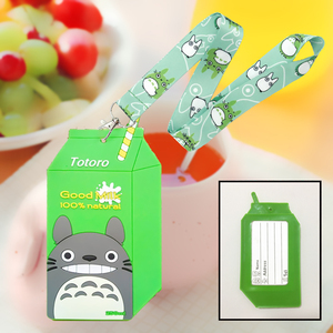 卡通绿龙猫 饮料盒公交卡包挂绳扣酸奶瓶交通牛奶镂空软硅胶卡套
