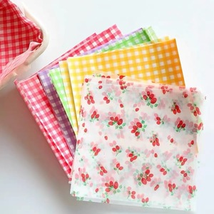烘焙彩色草莓格子油纸切块蛋糕盒子蛋糕垫纸春游便当纸甜品纸装饰