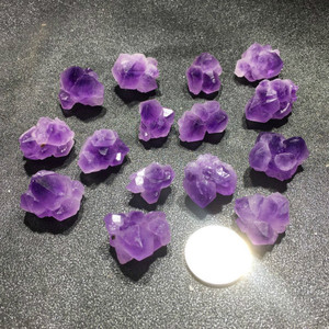 天然紫晶原石吊坠 随形紫晶晶族标本 DIY紫水晶簇