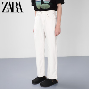 ZARA MEN白色直筒牛仔裤男2023春季新款纯棉休闲裤子男款百搭时尚