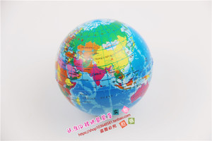 10CM地球仪全印球PU球发泡球实心海绵球小皮球弹力球儿童玩具球