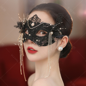 黑色性感面具半脸女直播化妆舞会派对情调主播万圣节遮面假面装饰