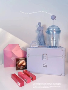 3ce化妆箱蓝色粉色专业美妆箱便携手持镜云朵包爱心杯洗漱包周边