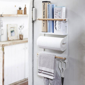 日本厨房磁吸冰箱收纳架侧壁架磁性挂架卷纸巾架磁铁保鲜袋置物架